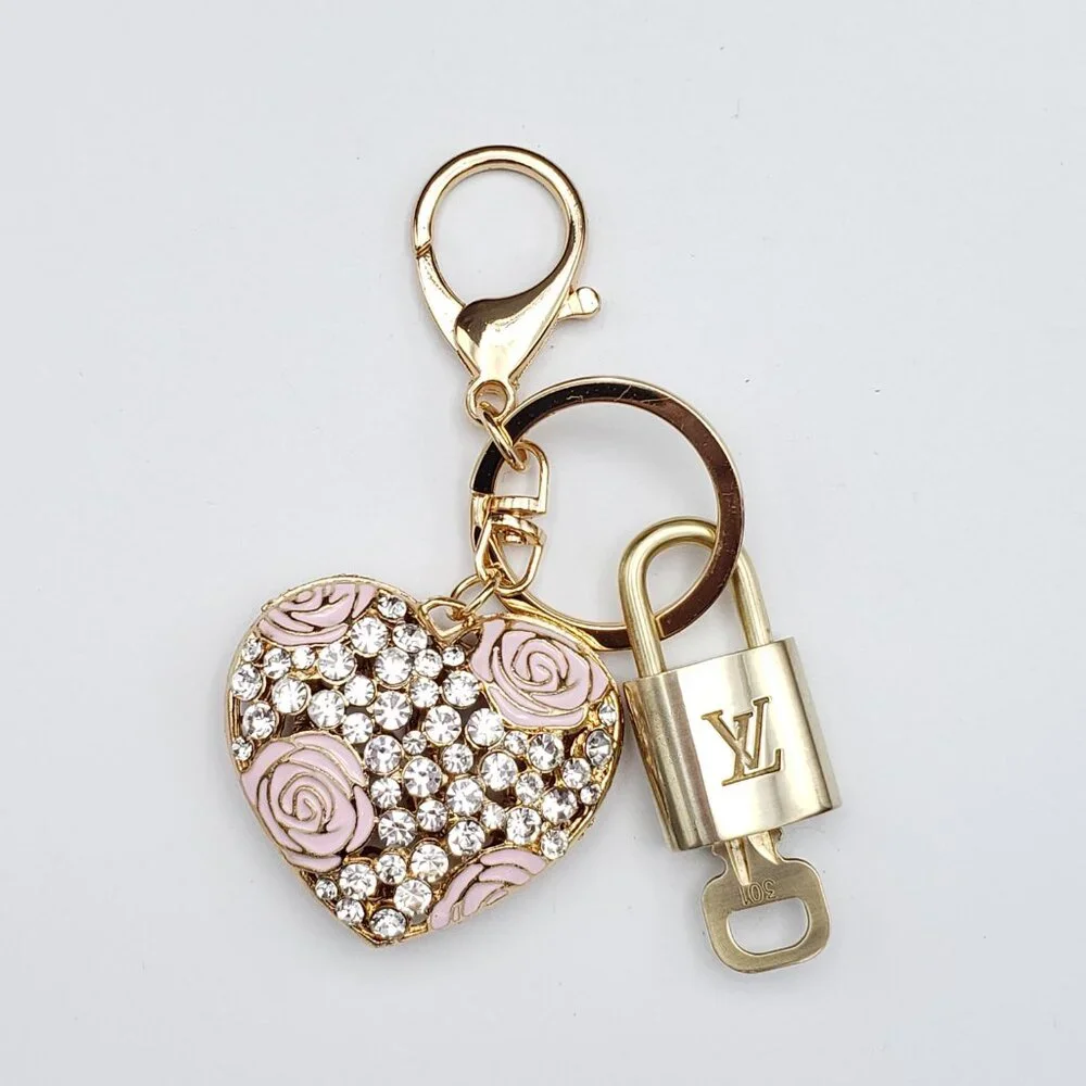 Authentic Louis Vuitton Gold Padlock 🔑 Unbranded Heart Keychain Bag Charm LV